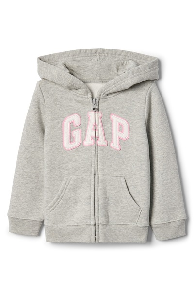 GAP Kız Bebek Gri Logo Kapüşonlu Sweatshirt