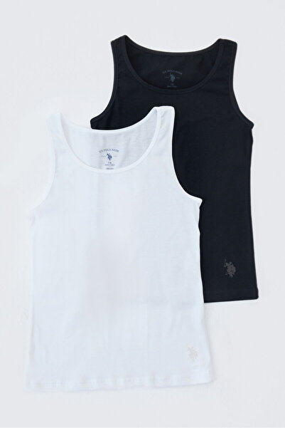 U.S. Polo Assn. Devojčica, osnovna majica sa debelim brezdelcima, crna