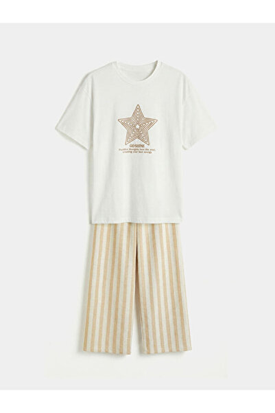 LC Waikiki Zero Roba Yaka cu imprimeu pentru fete tricou și pantaloni de la S...