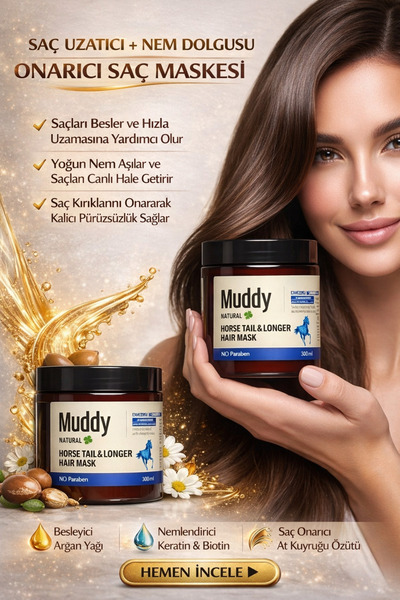 Muddy Anti-Spill Horse Tail & Longer Hair Fast Extension Ponytail Mask 500 Ml