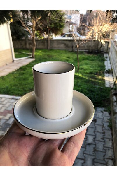 SARE Gilded 2-Piece Single (1) Person Porcelain Coffee Cup Set Off-White