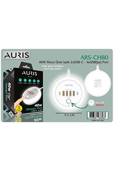 Dynego Çoklu Port USB-C Hızlı Şarj Adaptörü 4USB + 2Type-C Gece Lambalı iPhon...