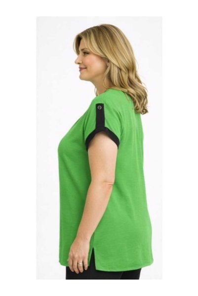 BİrHoşButik LARGE SIZE AEROBIN FABRIC COLLAR LACE-UP ARM LACE-UP WAIST RUBBER V-NECK WIDE MOLD TREND SET