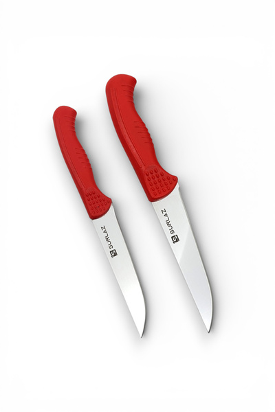 SürLaz Red Serisi Mutfak Bıçak Seti Ekmek Bıçağı 2 Parça Set Meyve Bıçağı Seb...