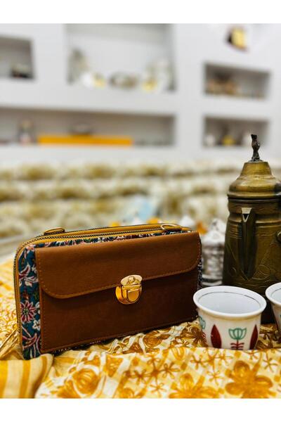 TR Kahverengi desenli renkli bohem otantik kol çantası