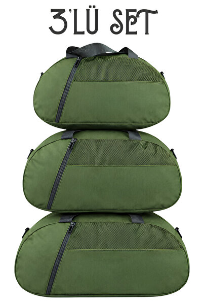 KAFF Valiză D Khaki cu 3 compartimente, cu buzunar frontal, curea de umăr reg...