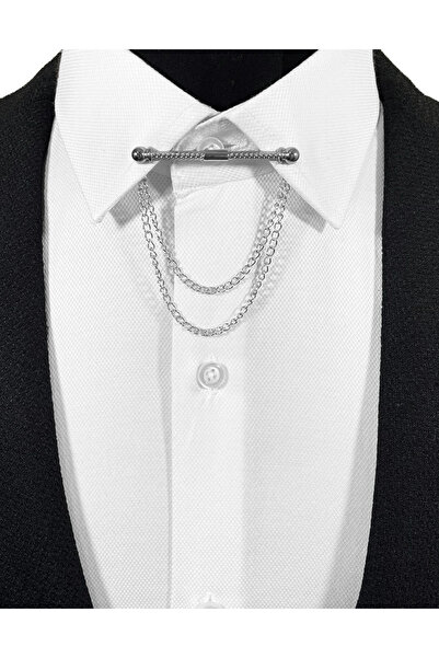 BLC Basic Line Co. Klipsli Her Gömleğe Uygun Burgulu Gümüş Gri Yaka Iğnesi Ya...