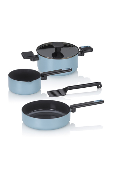 Kela Mira Tencere Seti 5 Parça Dumanlı Mavi