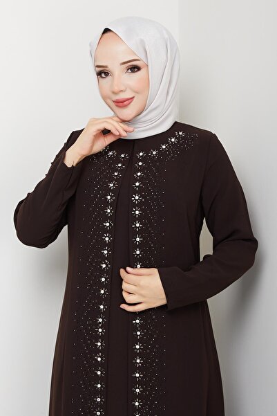 ESLEMNUR Papatya Taşlı Büyük Beden Anne Elbisesi