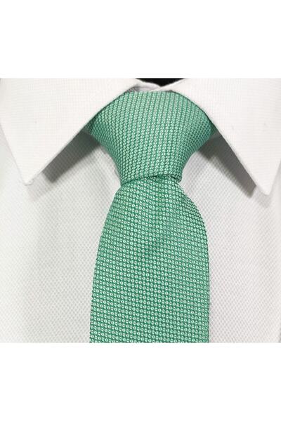 BLC Basic Line Co. Mint Yeşili Renk Armürlü Kravat Mendil Seti 6 cm