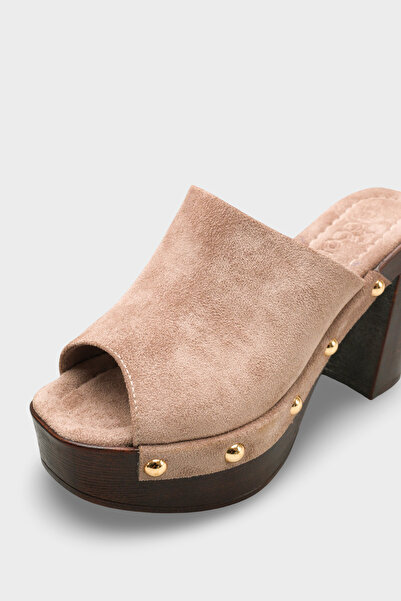 Riccon Women's Heeled Slippers 0012775 Mink Suede