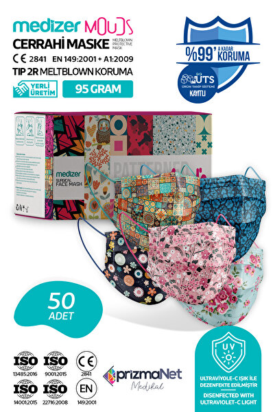 Medizer Mouds Serisi 3 Meltblown Kumaş 3 Katlı Ultrasonik Cerrahi Ağız Maskes...