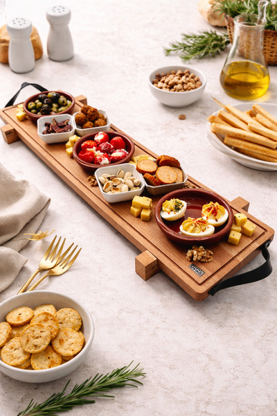 LİVİNGSTORE Industrial Living ayaklı massif kayın ahşap sunumluk -Meze ve pey...