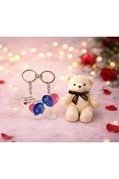 BEKAZEN Flow Flowers Aynalı Mini Buket Ve Peluş Ayıcık 2'li Parmak İzli Anaht...