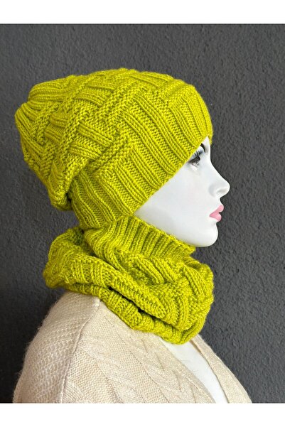 Gönülden Tasarım Ручна в'язка М'яка візерункова жіноча шапка та шарф