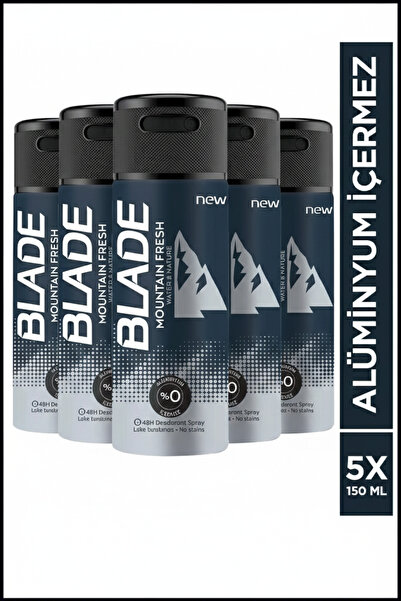 Blade Mountain Fresh Erkek Alüminyumsuz Deodorant 5x150 Ml Hızlı Kurur, Leke ...