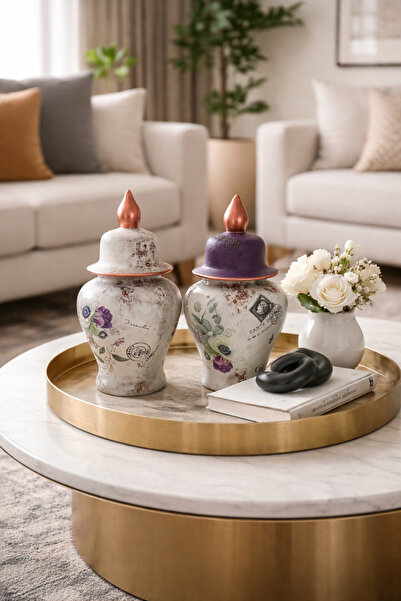 IremTasarimAtolyesi Küp Seti 2 Li Şah Küp Dekoratif Obje Aksesuar El Boyama V...