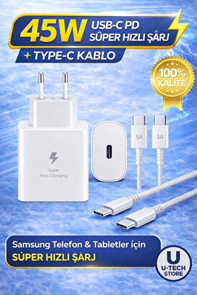 utechno 45W (WATT) Samsung Uyumlu Süper Hızlı Şarj Uyumlu Başlık | Type-C to ...