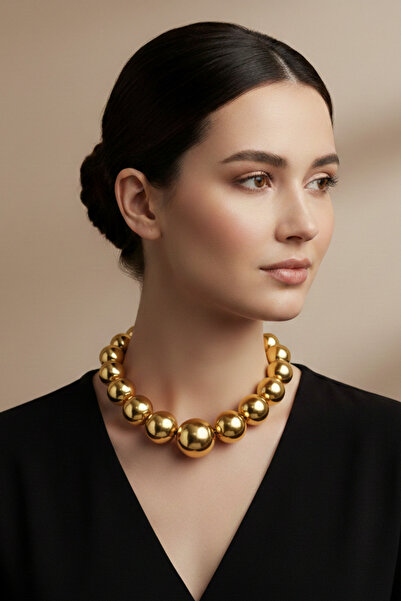 PETEK AKSESUAR Büyük Top Tarz Kolye