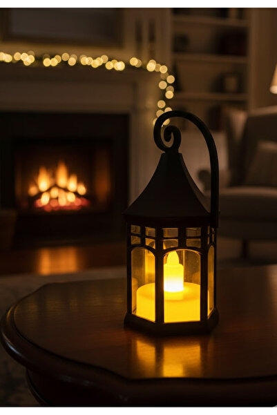 Bashaer Home Ramadan Lantern with LED Light Beige 13cm