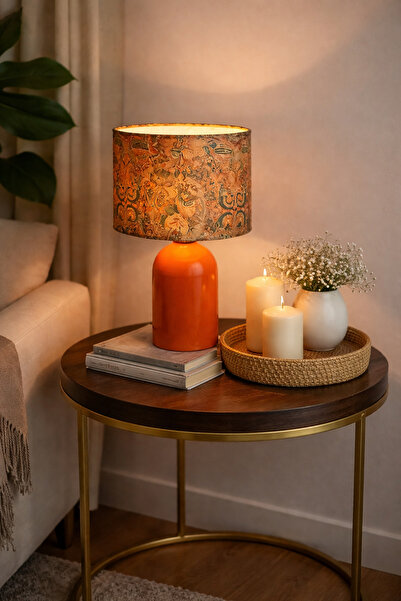 retro home design Turuncu Ayaklı Retro Turuncu Kadife Model Kumaş Şapkalı Şık...