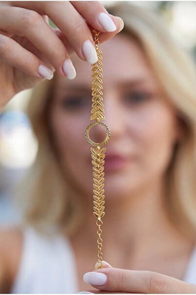 FerizZ Altın Kaplama İmitasyon Çiçek Desenli Çeyrek Çerçeve Bileklik BLK-1179