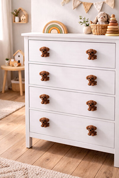 Rekatech KÖPEK FİGÜRLÜ KULP Çocuk Odası Örgü Desenli Dekoratif Çekmece Kulpu ...