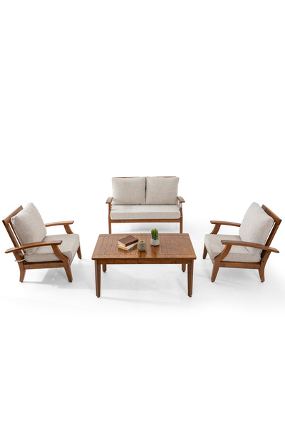 YASÜ Balkon Bahçe Takım Mobilya Oturma Grubu Masa Sandalye Berjer Kanepe Krem...