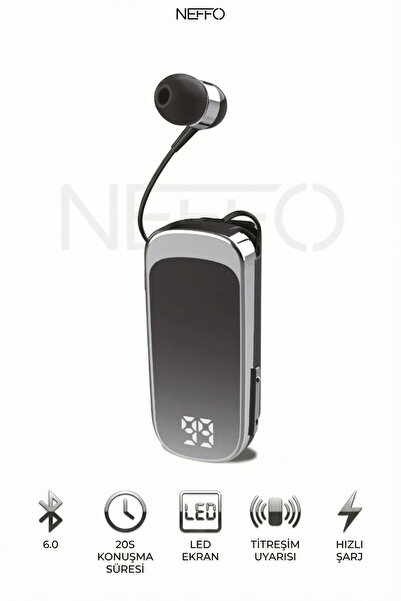 NEFFO Makaralı Kulaklık Bluetooth 6.0 | 20 Saat Konuşma | Dijital Ekran | Tit...