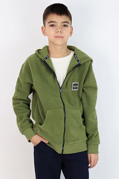 Breeze Cardigan din fleece pentru băieți, cu glugă și detalii brodate, 9-14 a...