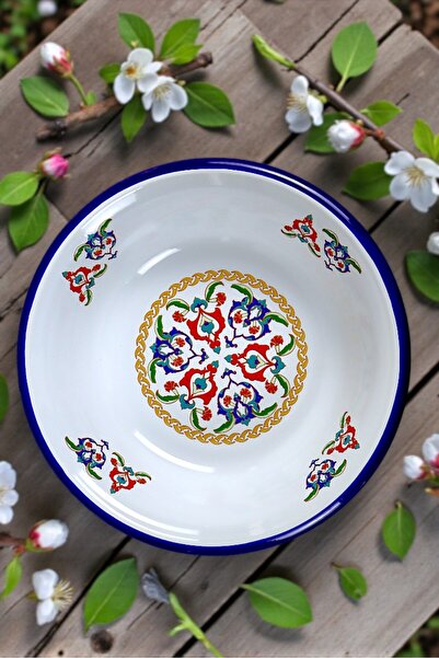 İnci Emaye 24 Cm Emaye Kase Tabak, Çukur Tabak, Salata Tabak, Cips Tabak