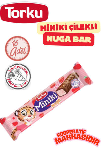 Torku MİNİKİ ÇİLEKLİ NUGA BAR 25 G X 16 ADET
