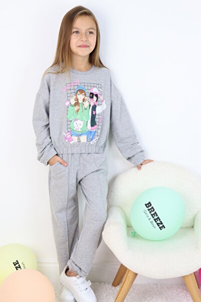 Breeze Σετ αθλητικής φόρμας για κορίτσια Glittery Girl Printed 8-12 ετών, Gre...