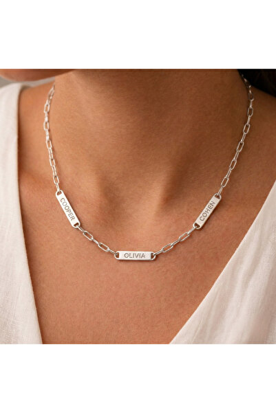 Soleildor 925 ayar Orijinal Gümüş Kişiye Özel Mini Bar İsimli Gümüş Kolye