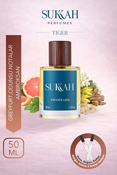 SUKKAH Tiger Erkek Parfüm EDP 50 ml – Greyfurt, Odunsu Notalar, Ambroksan, Gü...