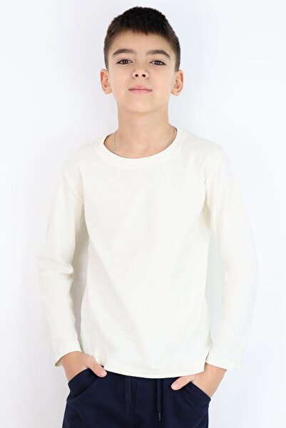 Breeze 9-14 років Хлопчик Крем Довгий рукав Футболка