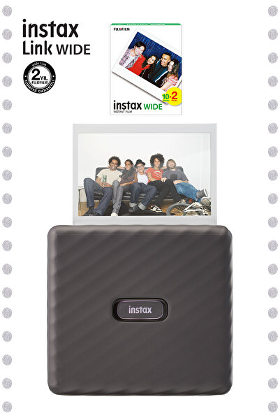 Fujifilm Instax Wide Link Gri Akıllı Telefon Yazıcısı Ve 20'li Film