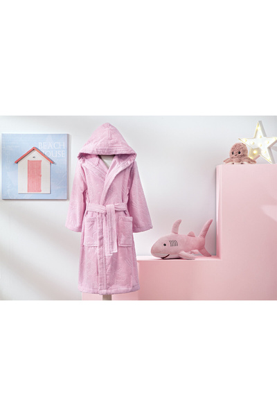 Özdilek Girl Unicorn Hooded Velvet Children's Bathrobe