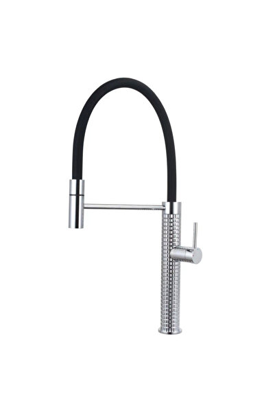 NO BRAND Kitchen faucet with flexible pull-out spray, chrome