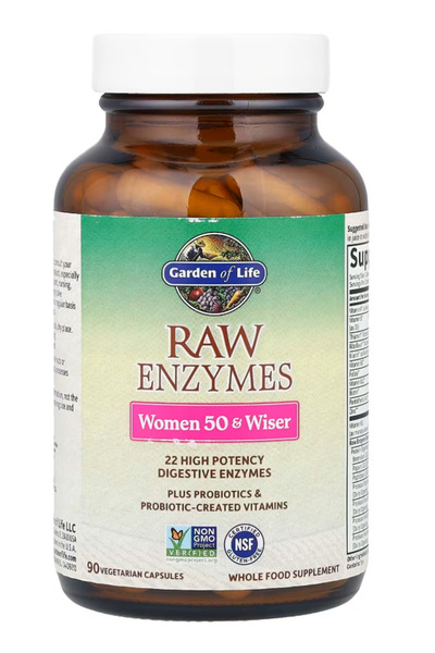 GARDEN OF LIFE 22 Digestive Enzymes for Women 50 & Over with Bromelain, Papai...