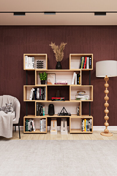 asratrend asratrend DK-02 Dekoratif Modern Kitaplık – Duvar/Köşe Modüler Şık ...