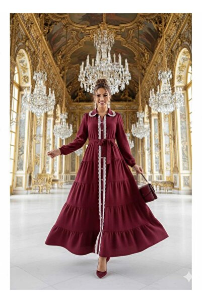 newmisal Women's Lace-Detail Buttoned Dress