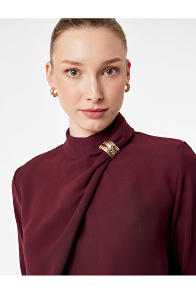 Koton Bluză cu mânecă lungă cu guler asimetric cu accesorii metalice