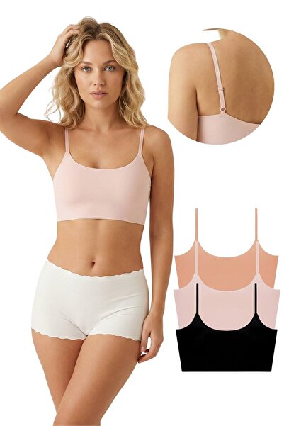 Newlilla 777 Women's Thin Strap Laser Cut Crop Bustier