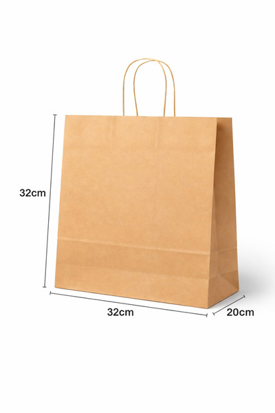 PACKOLAY Unprinted Kraft Bags with Internal Handle 41X12X32 cm Natural Brown ...