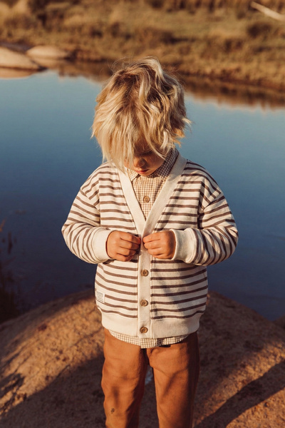 Cigit Çizgili Hırka 2-10 Yaş Vizon