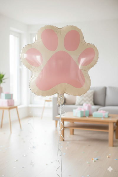 Deniz Party Store مخلب ماكارونس وردي - بالون فويل - قطة وكلب - بالون حفلة عيد...