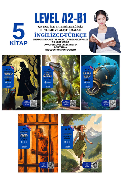 TGR Yayıncılık İngilizce 5'li A2-B1 Seviye Qr Kod ile Dinlemeli ve Alıştırmal...