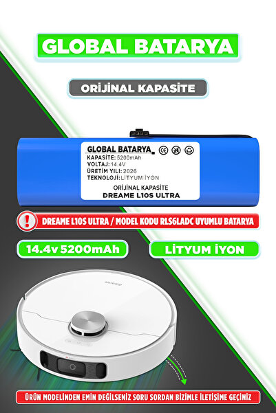 GLOBAL BATARYA Dreame L10s Ultra Uyumlu Akıllı Robot Süpürge Bataryası 14.4v ...