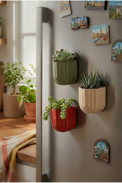 Puffin Design Triplet Mini Buzdolabı Magnet Saksı Seti 3'lü